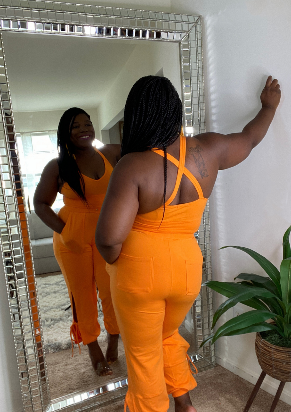 Criss Cross Set-Orange and Grey
