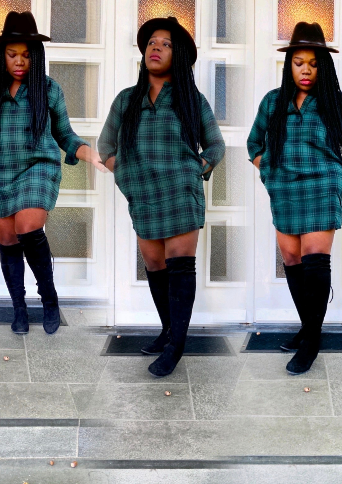 Roll up Sleeve Plaid Dress