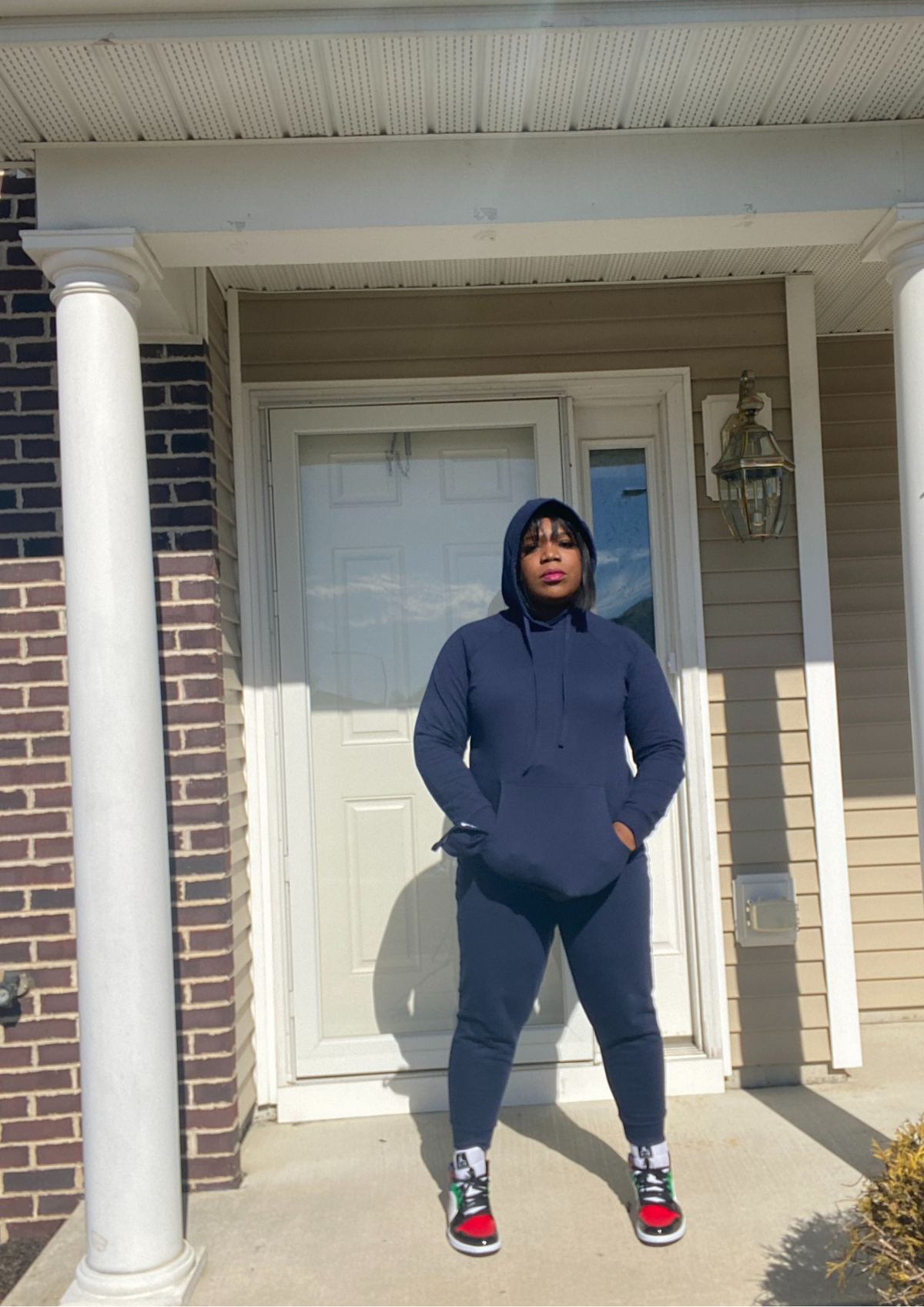 Spring Essential Hoodie Set with Mask -Navy