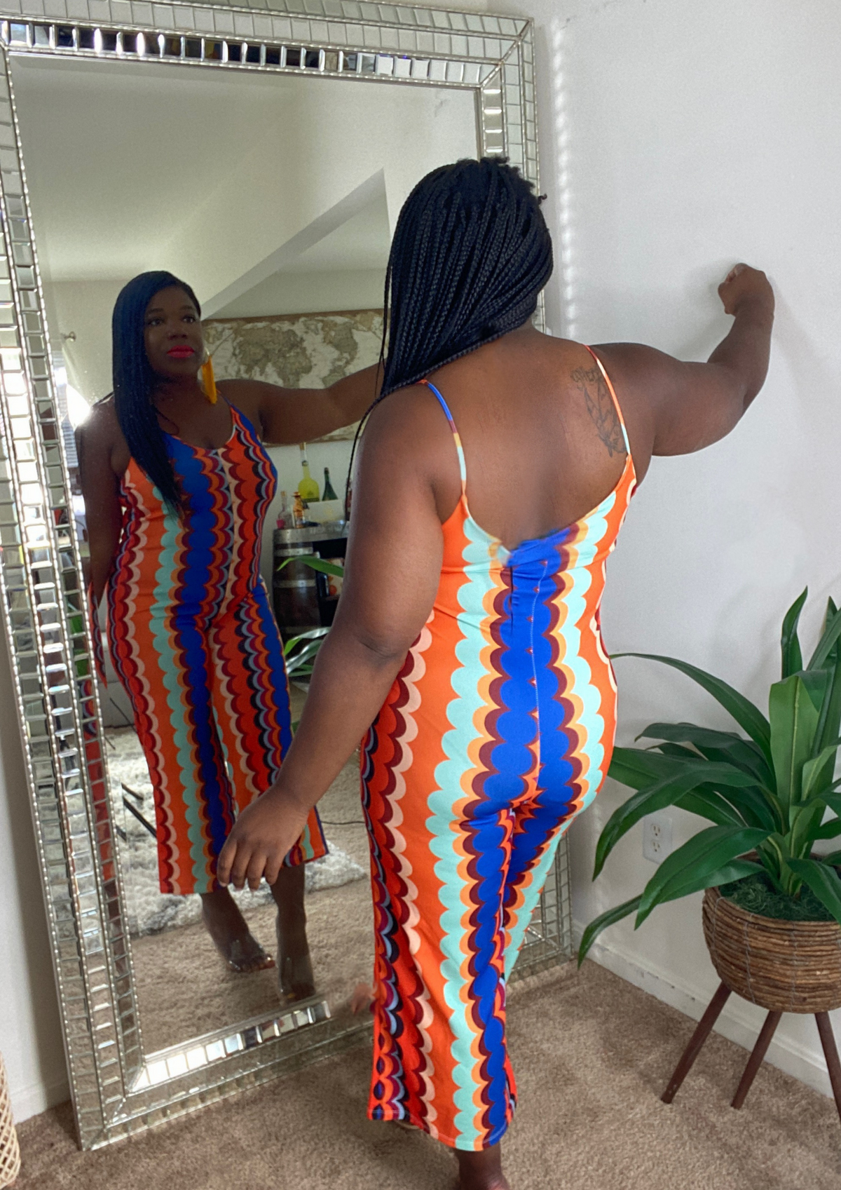 Geometric Romper-Orange