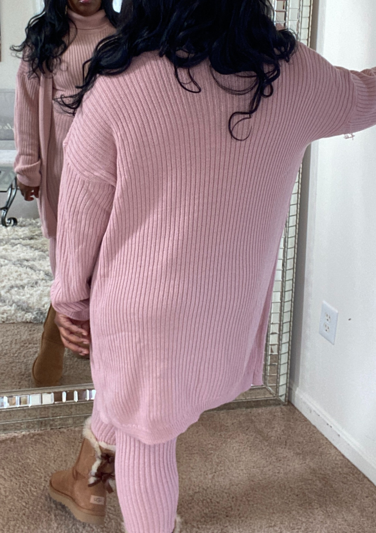 The Lux Knitted Loungewear Set-Pink ( 3 piece)