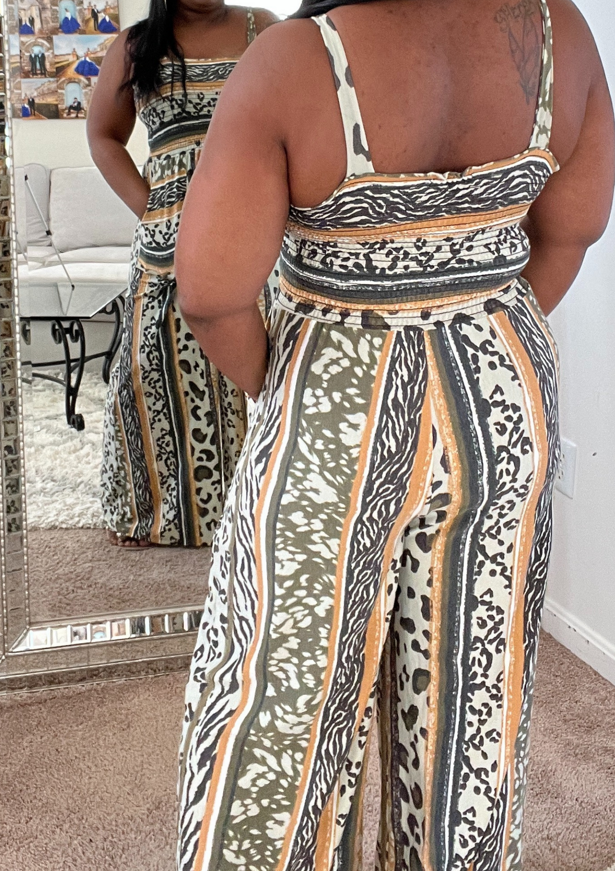 Leopard Smocked Jumpsuit