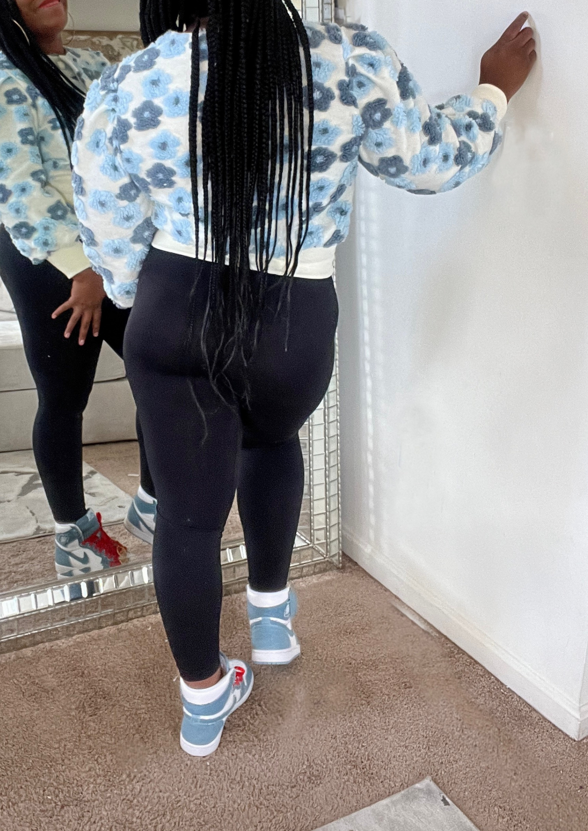 Flower Bomber Jacket-Denim