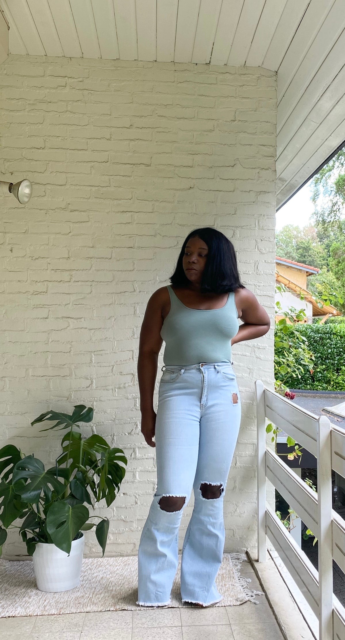 CUT IT UP FLARE HIGH WAISTED JEANS- Light Wash