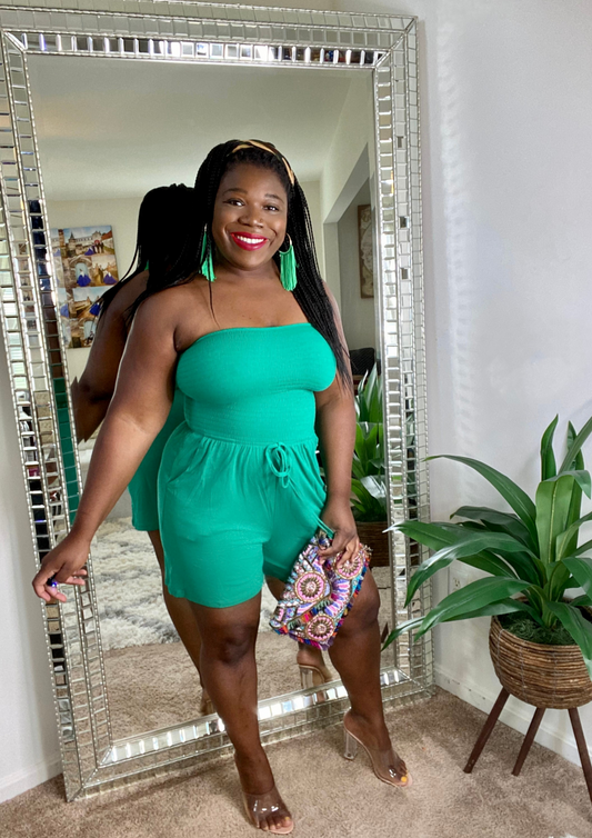 Smocked Romper-Green