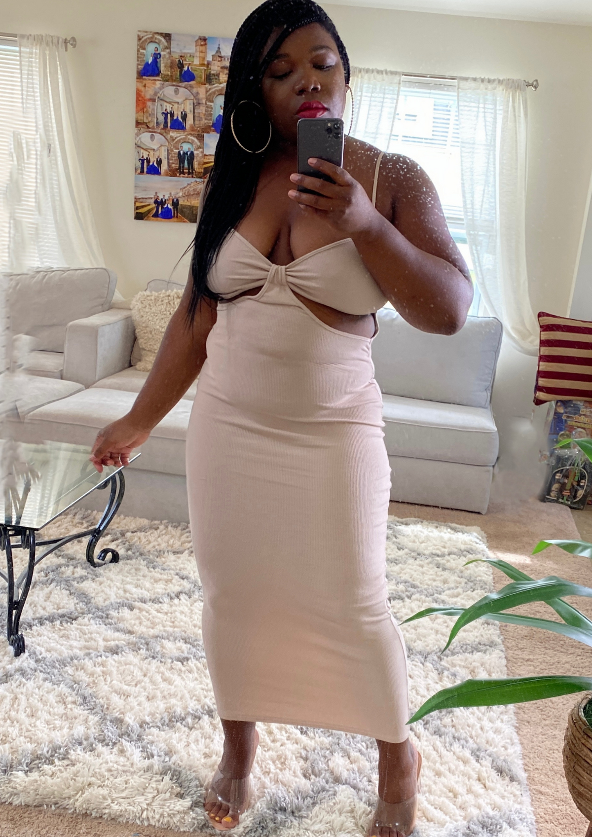 Just Cut It Maxi Dress-Nude