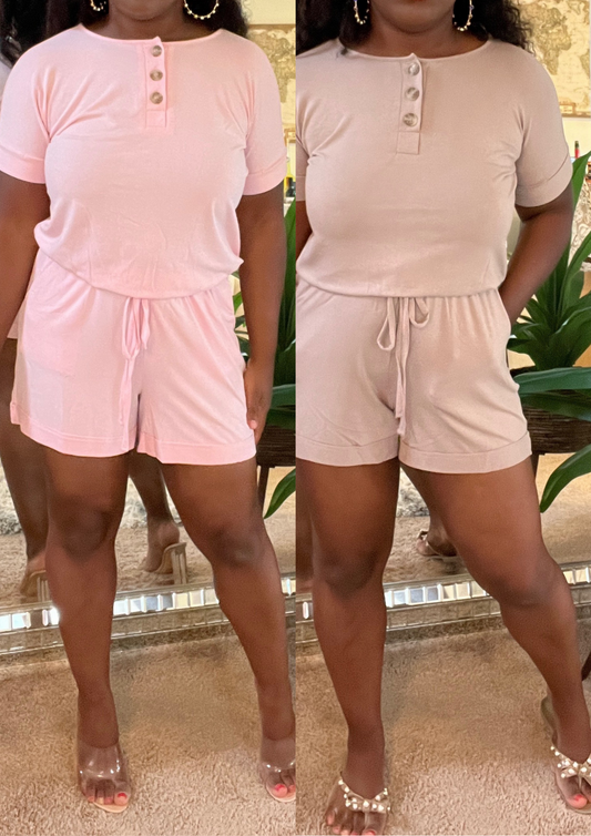 The comfy Romper -Dusty Pink and Ash Mocha