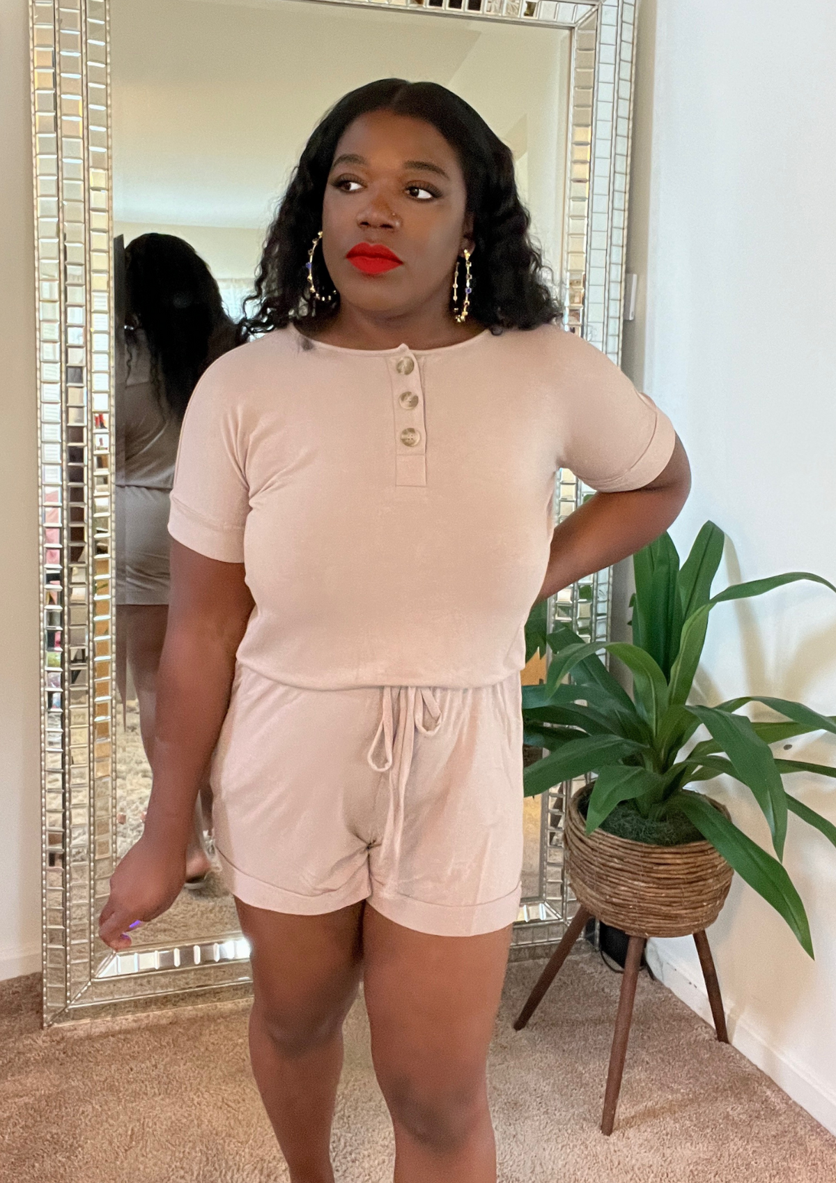 The comfy Romper -Dusty Pink and Ash Mocha