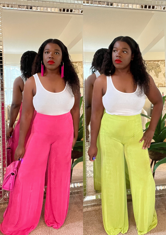 The Palazzo Trousers-Fuchsia and Lime