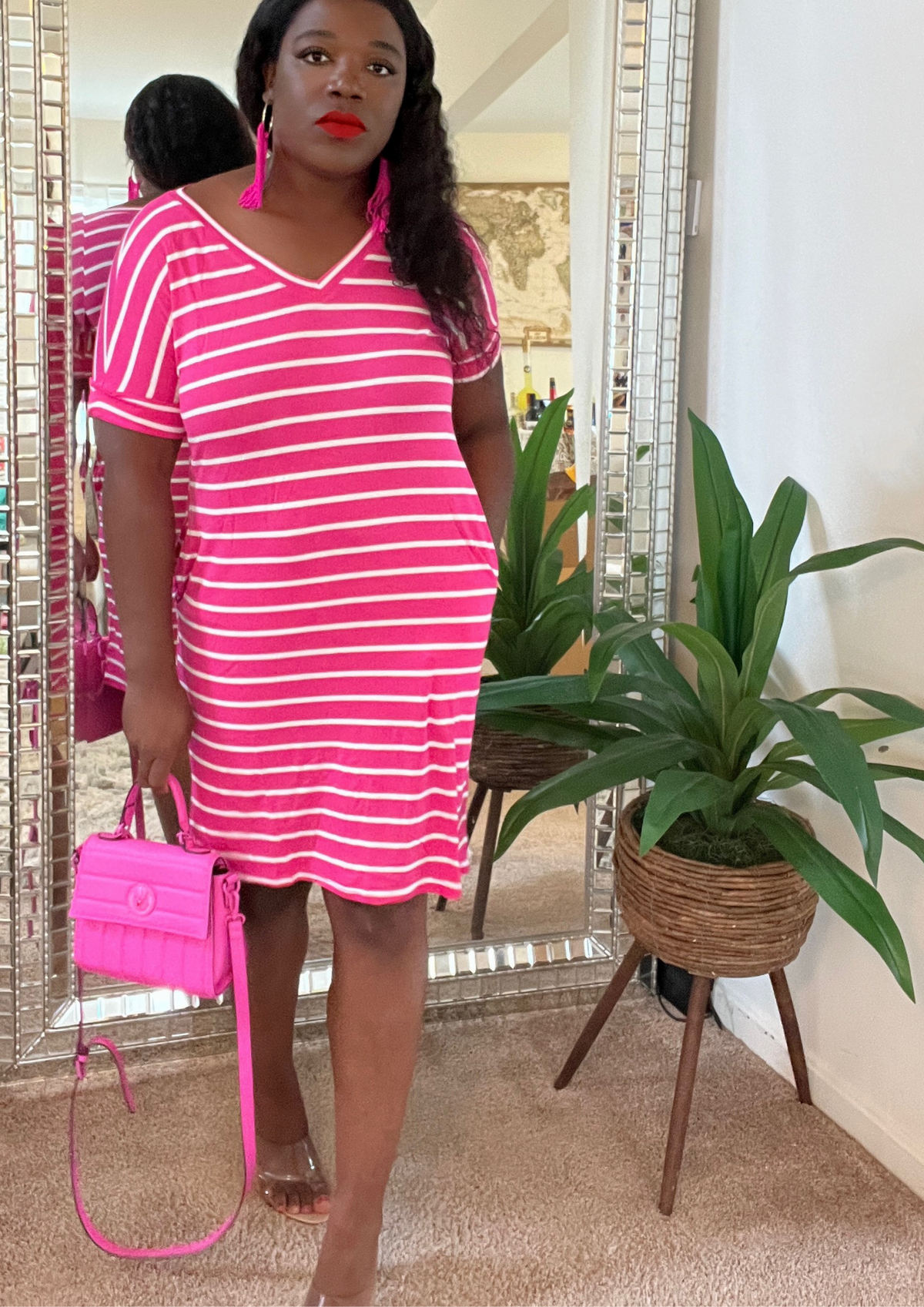 The Striped V Neck Dress -3 Colors