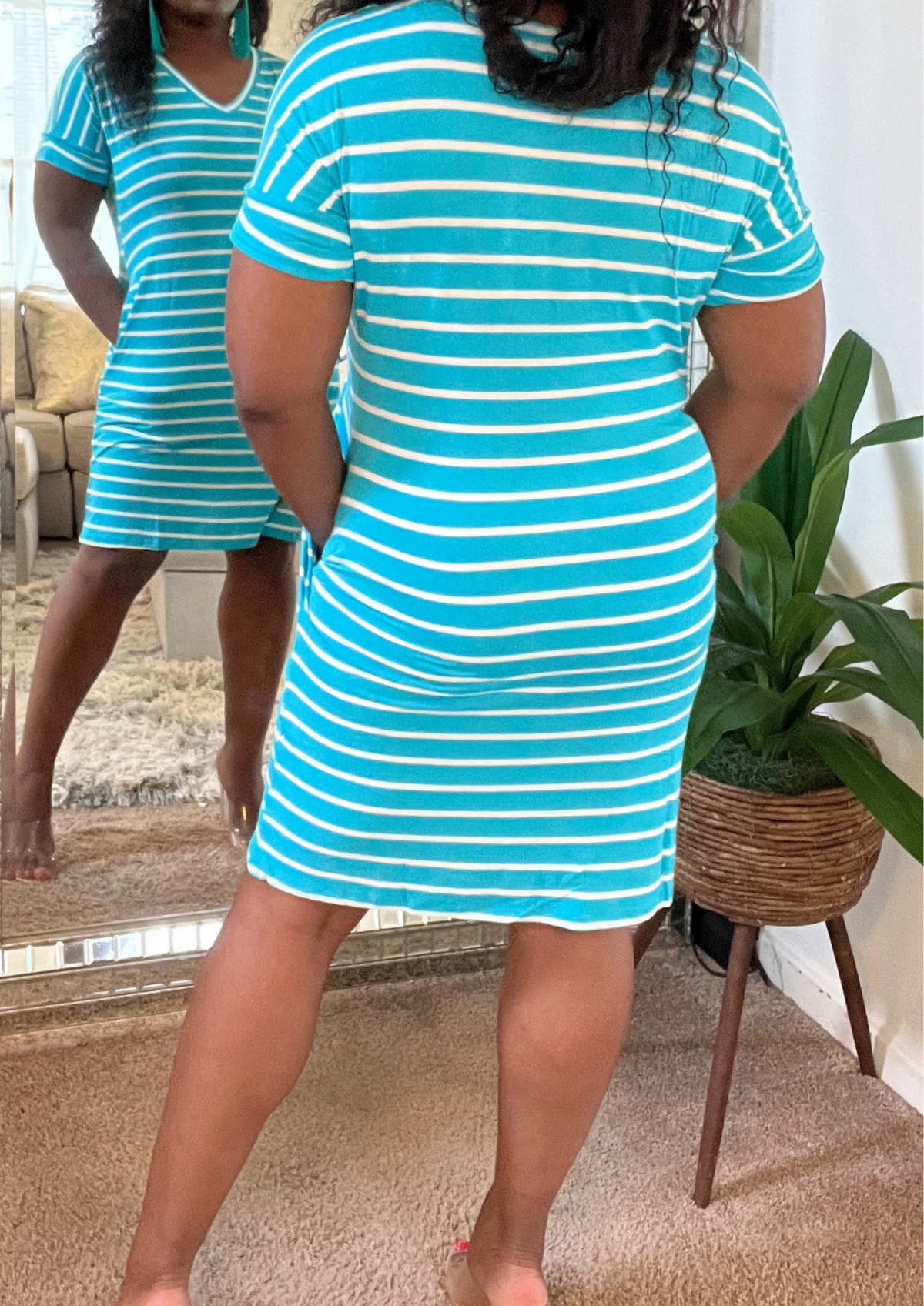 The Striped V Neck Dress -3 Colors