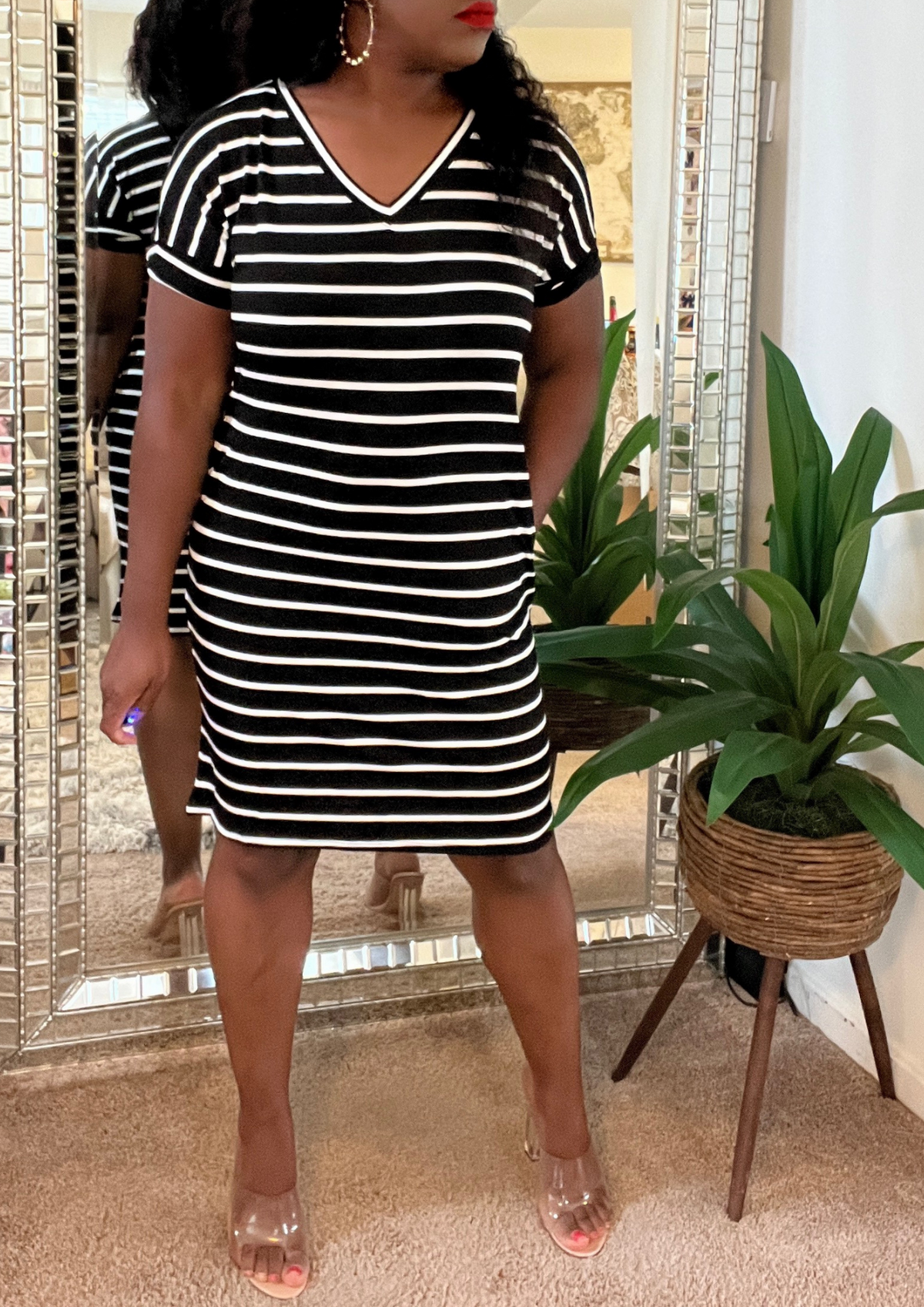 The Striped V Neck Dress -3 Colors