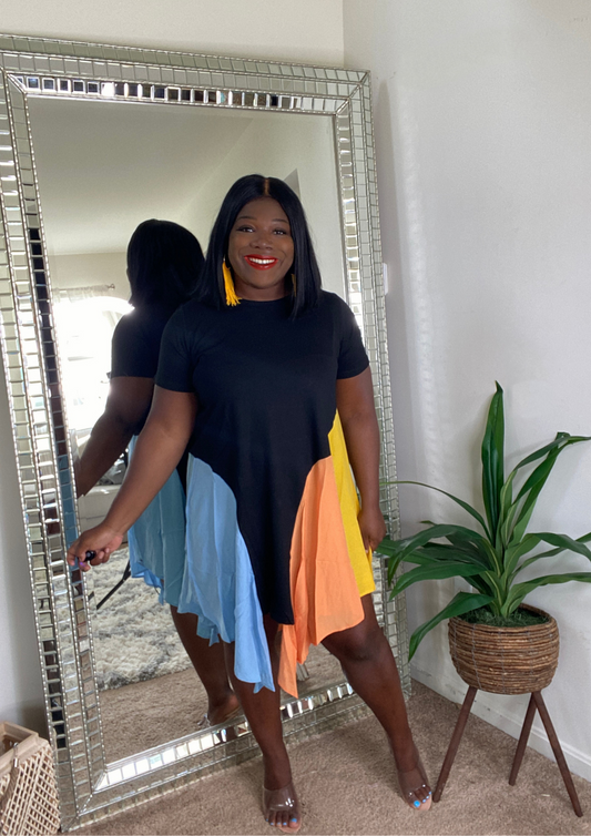 Oversized ColorBlock T-shirt Dress