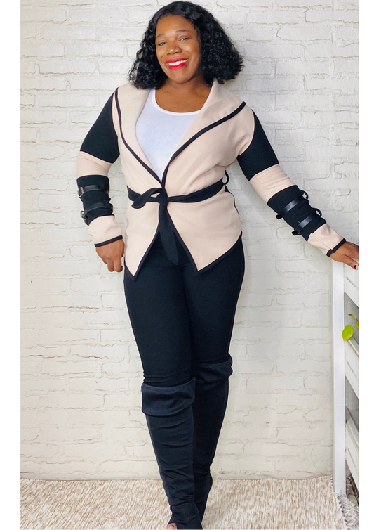 Beige Belted Jacket