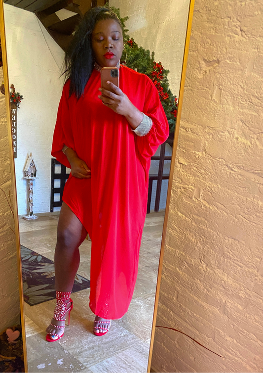 CHIFFON TUNIC with Rhinestone neck and sleeves