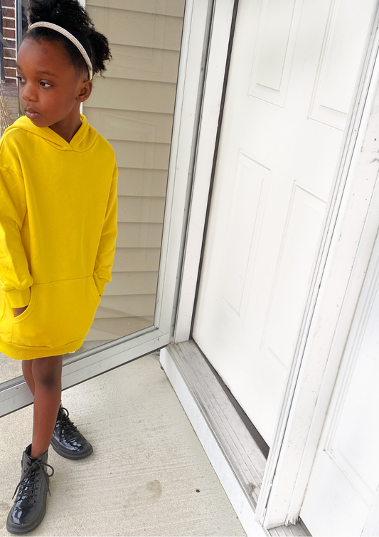 Girl Hoodie Dress- Golden Lilac