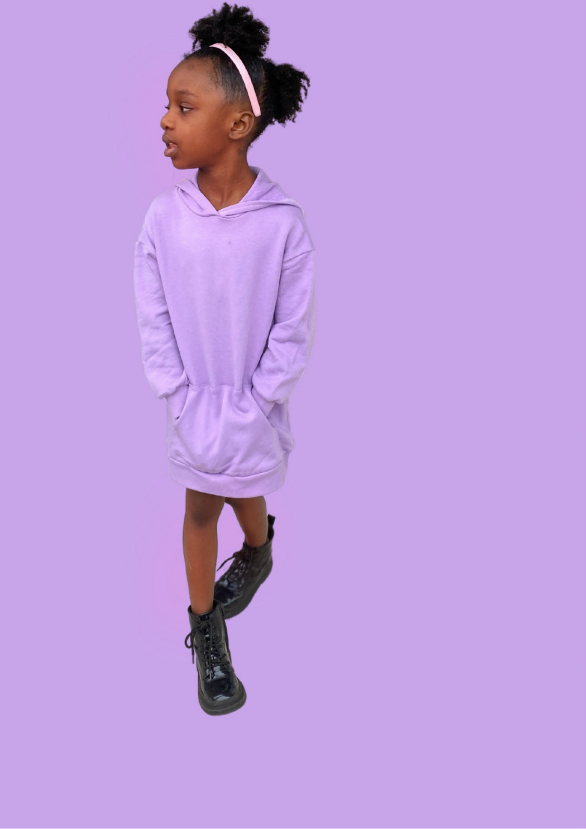 Girl Hoodie Dress- Lilac