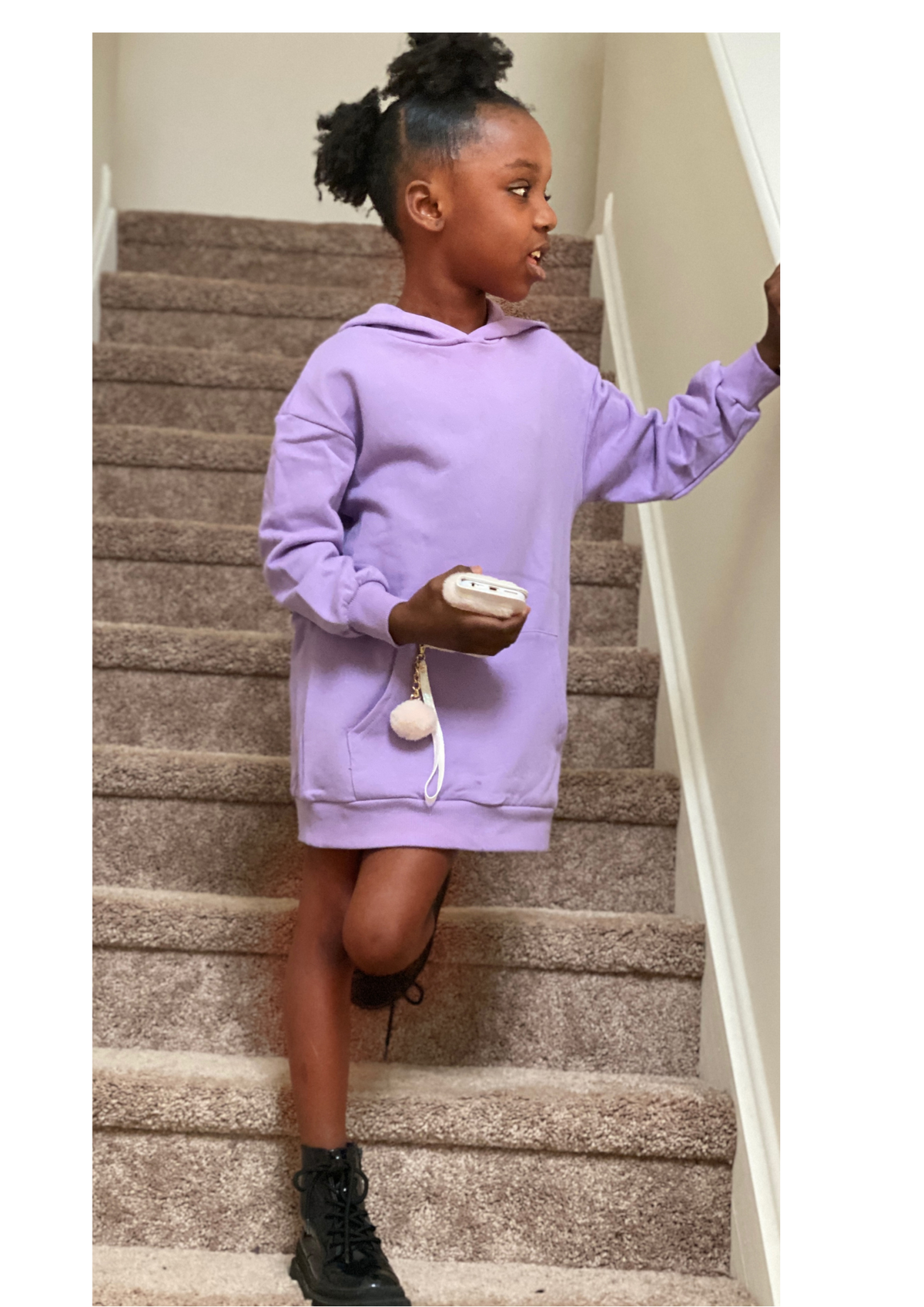 Girl Hoodie Dress- Lilac