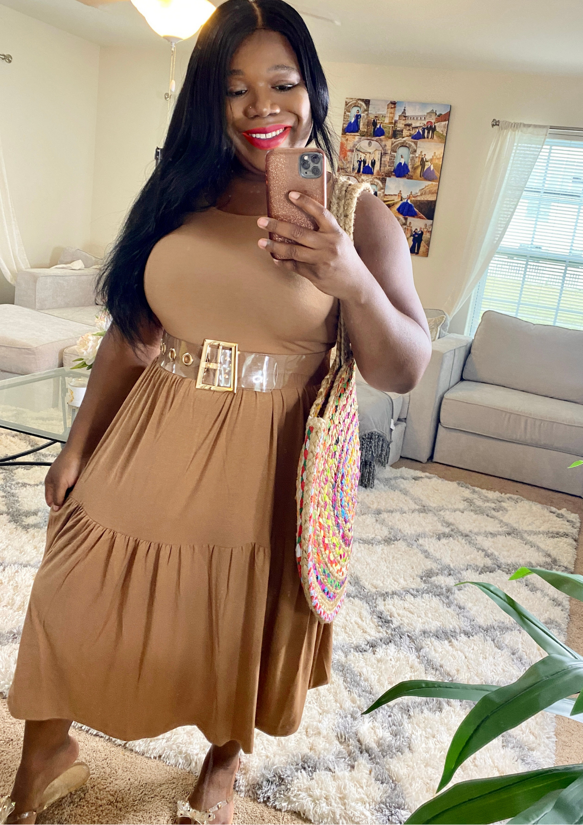The Missy Dresses- Red and Camel