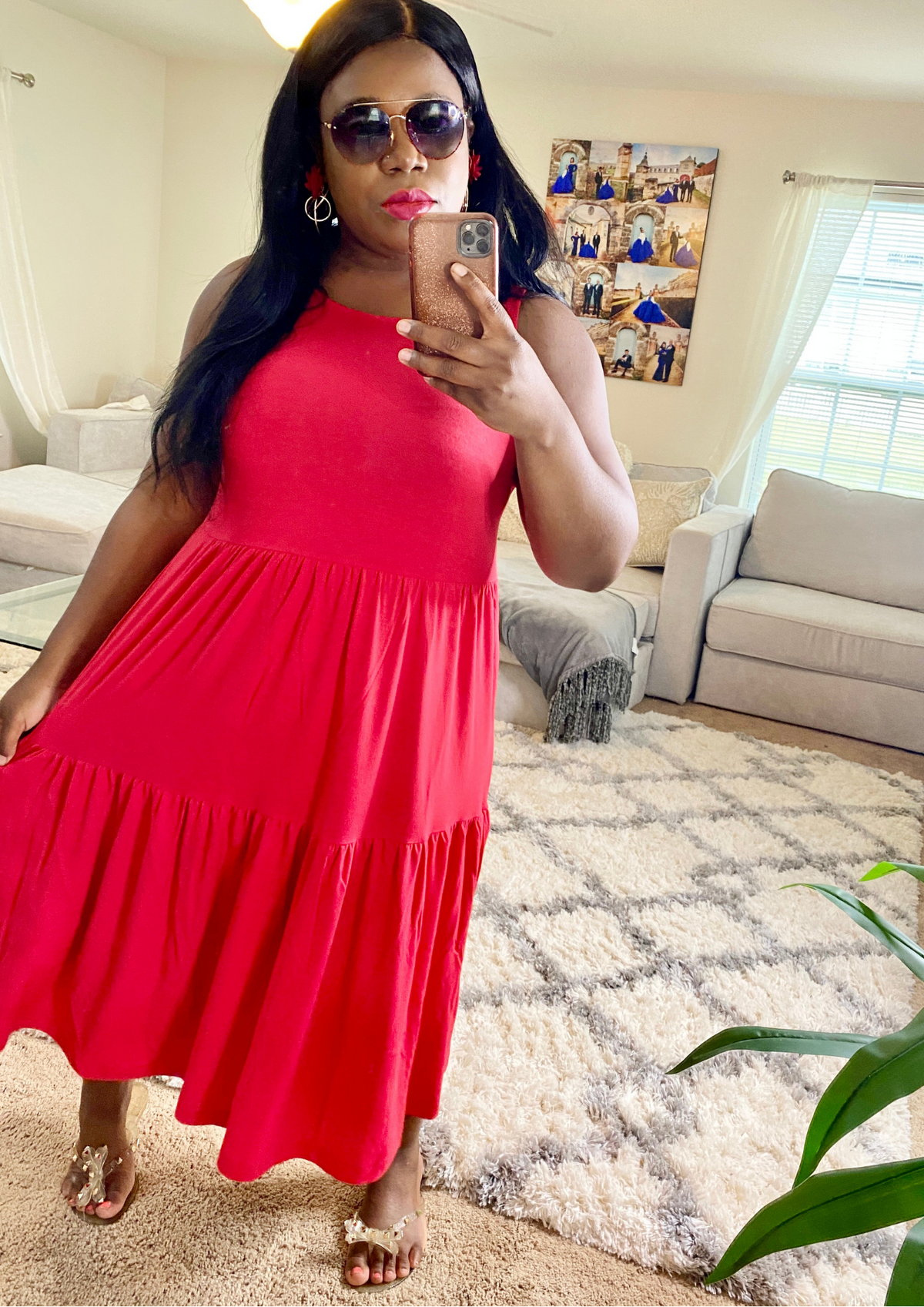 The Missy Dresses- Red and Camel