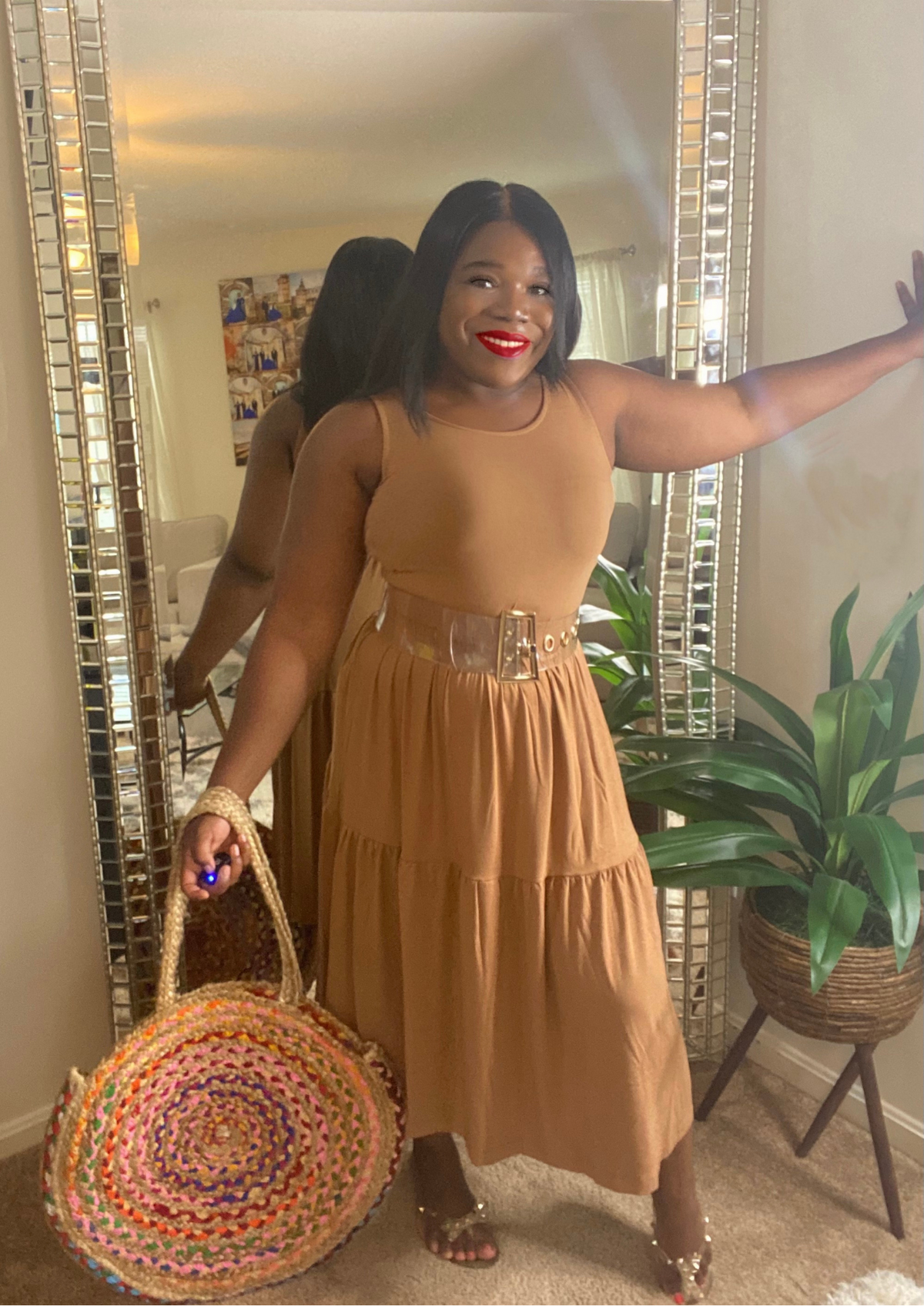 The Missy Dresses- Red and Camel