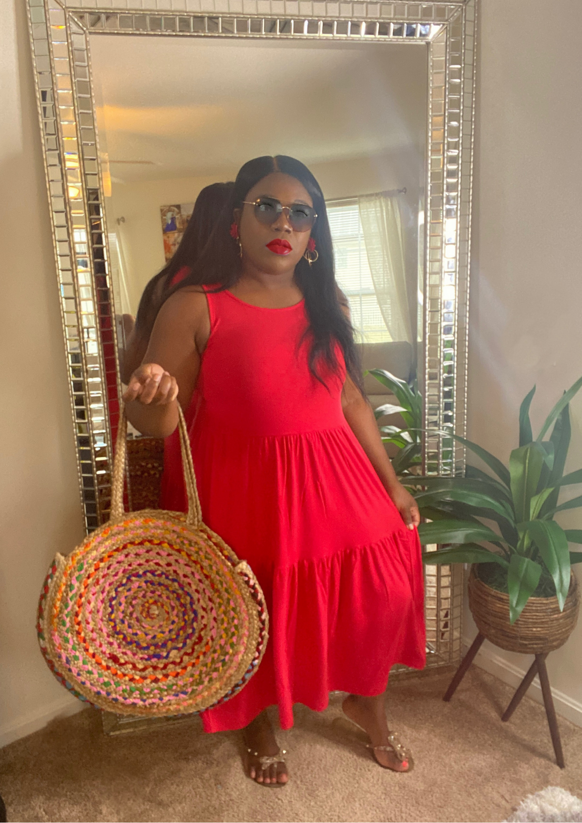 The Missy Dresses- Red and Camel