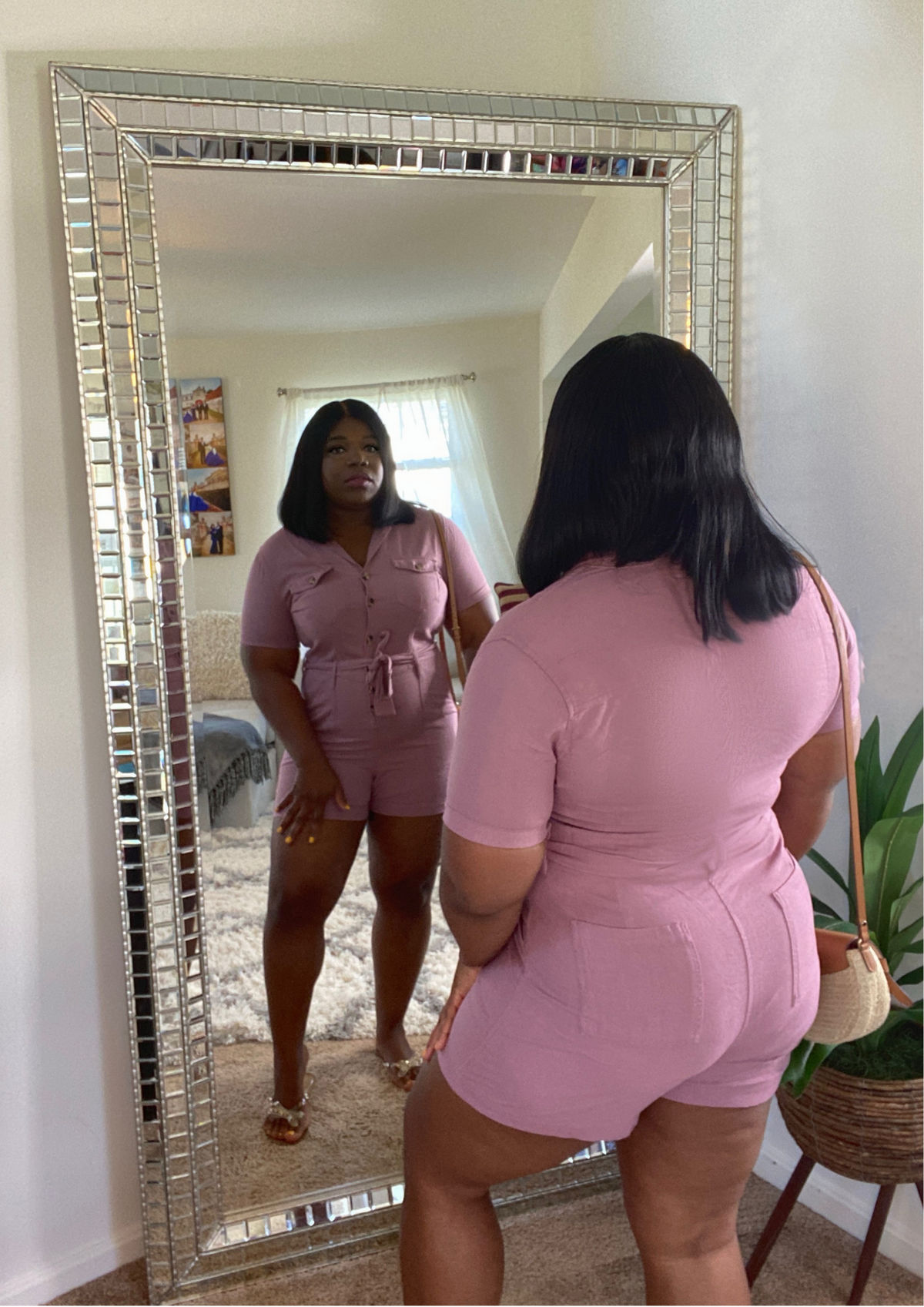 The Linen Romper -LT ROSE