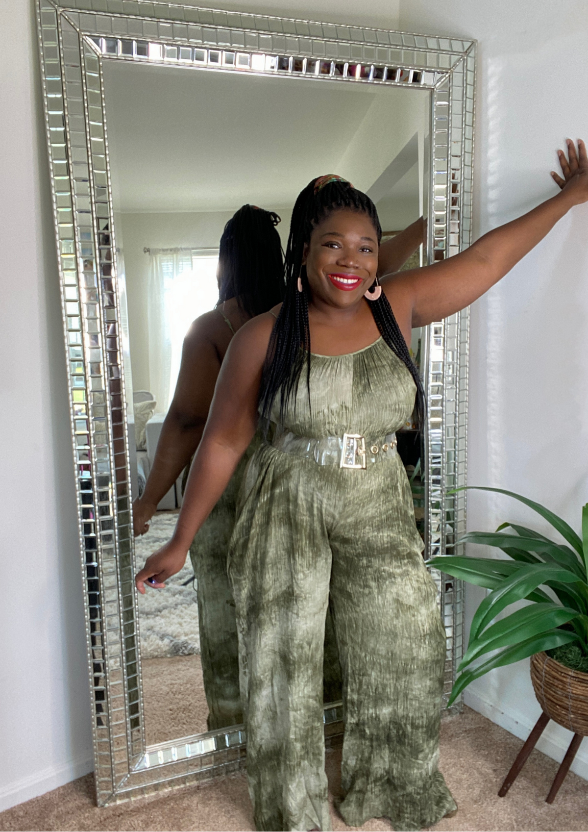 In the Mix Tie Dye Jumpsuit-OLIVE