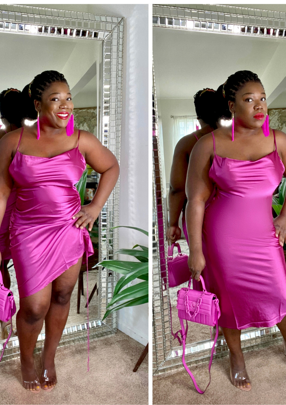 The Satin Dress-Fuchsia