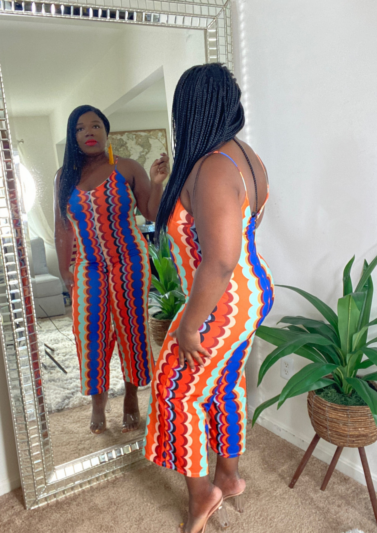 Geometric Romper-Orange