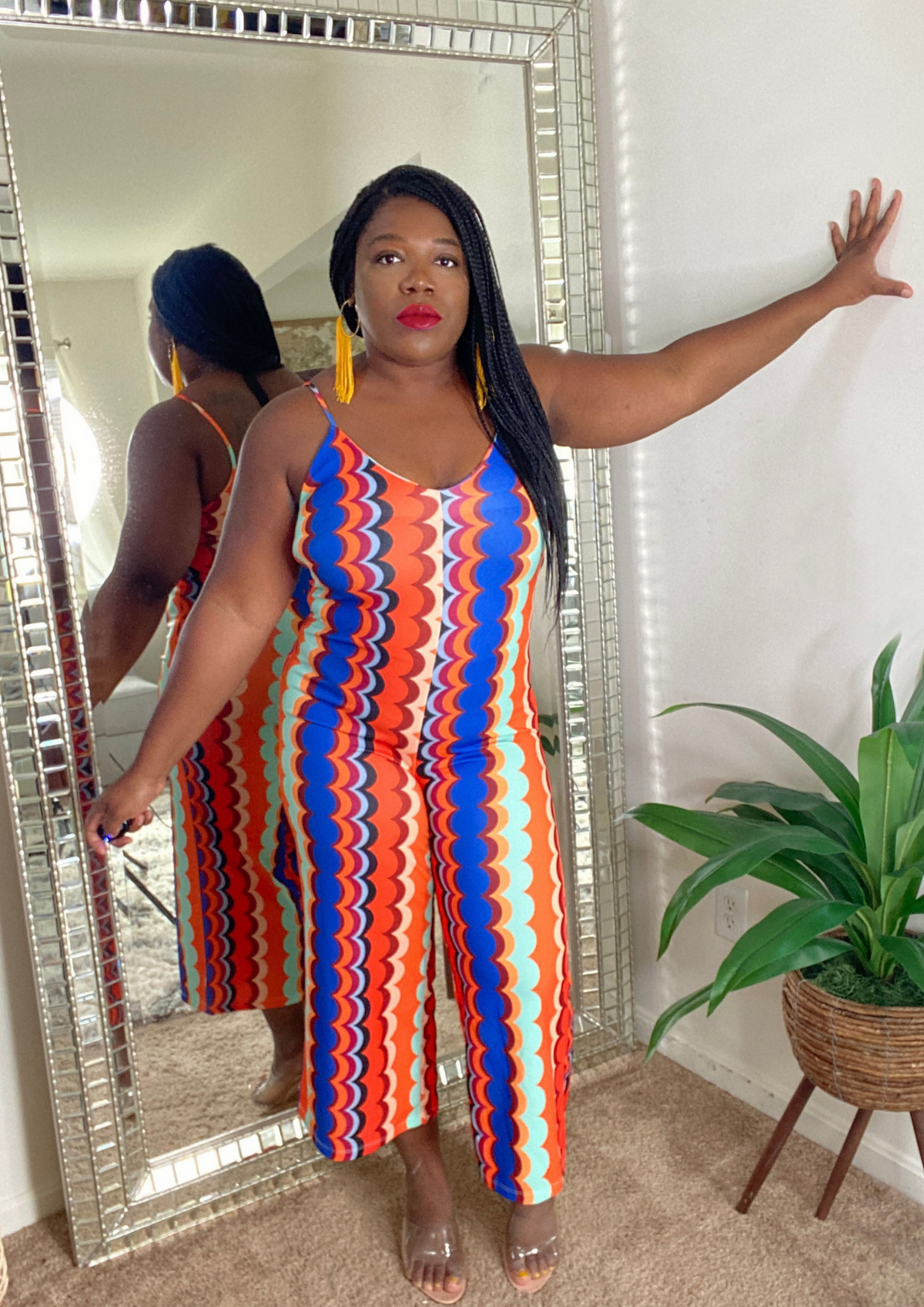Geometric Romper-Orange
