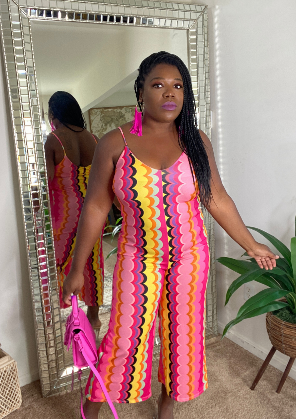 Geometric Romper-Pink