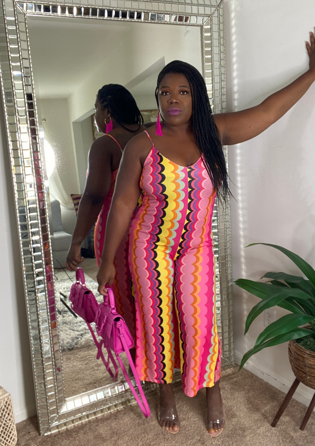 Geometric Romper-Pink