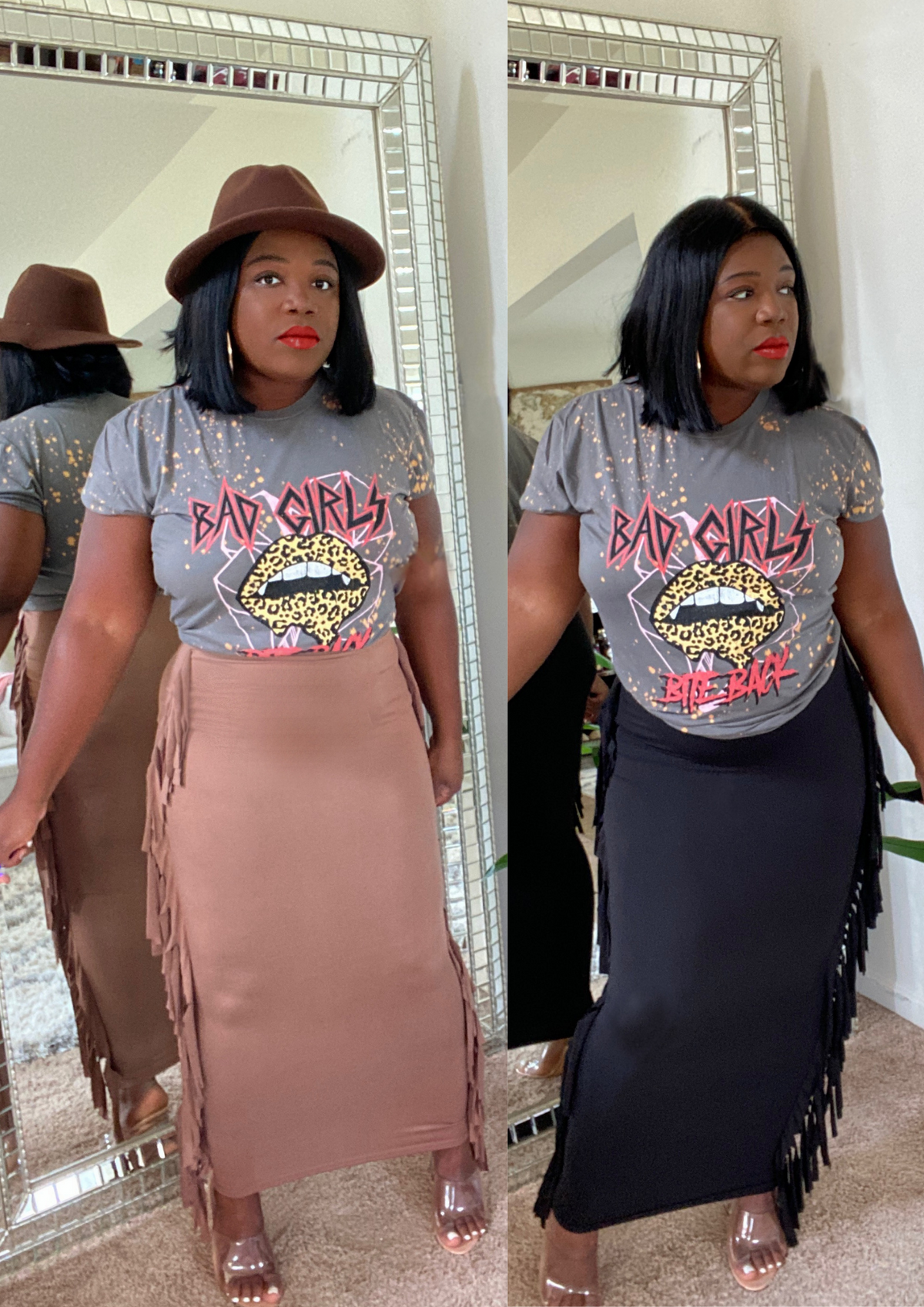 The Ultimate Fringe Maxi Skirt-Mocha and Black