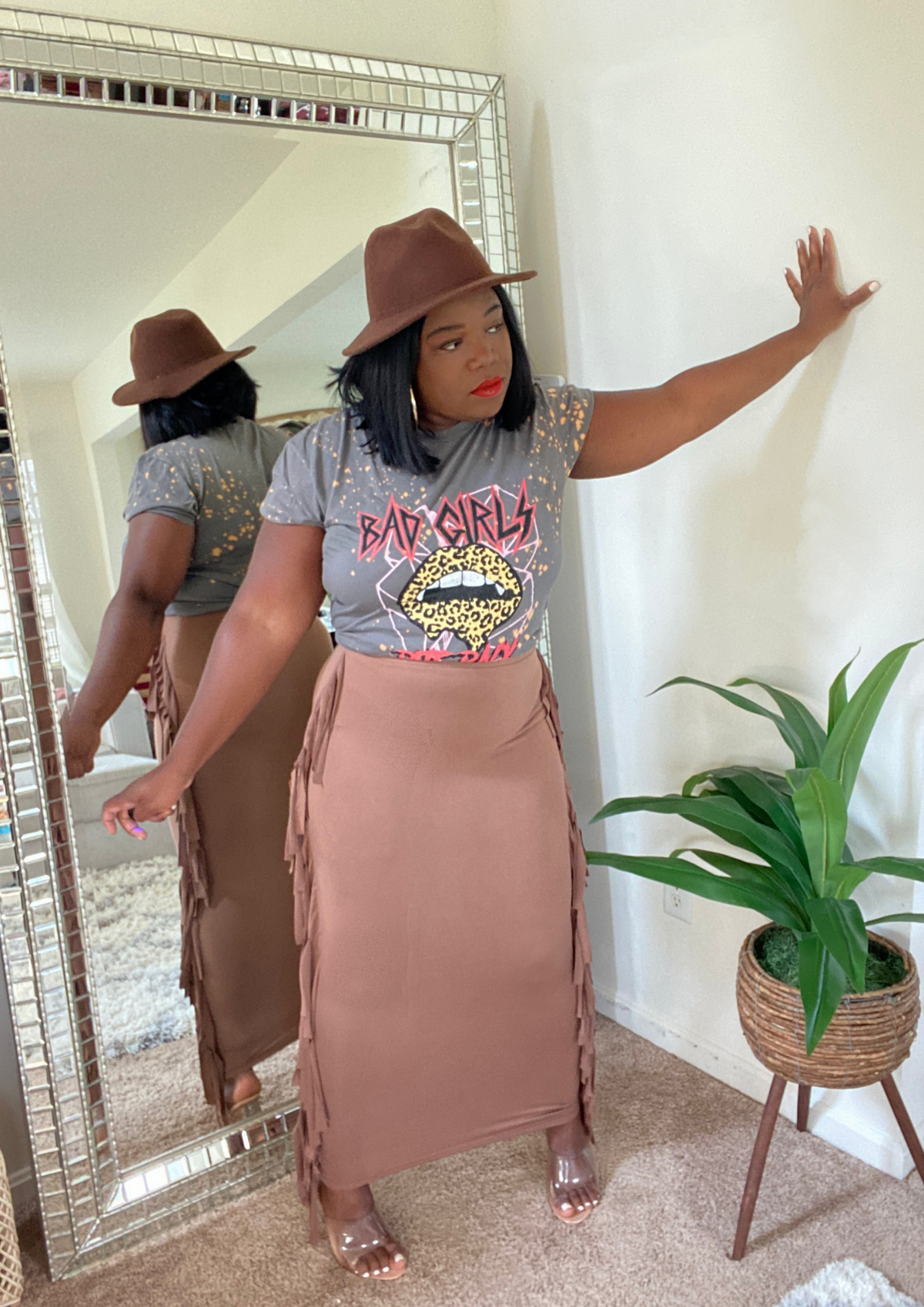 The Ultimate Fringe Maxi Skirt-Mocha and Black
