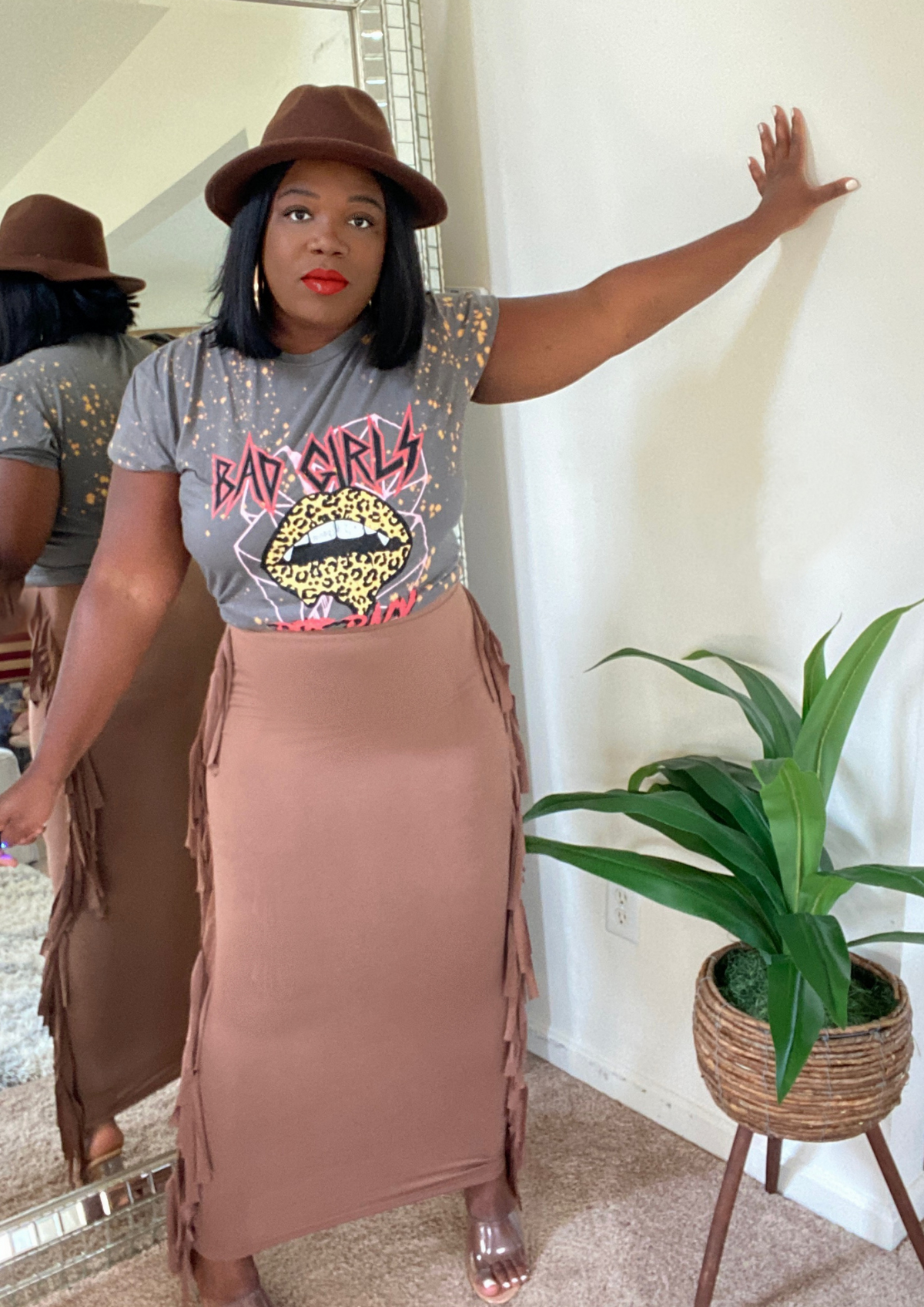 The Ultimate Fringe Maxi Skirt-Mocha and Black