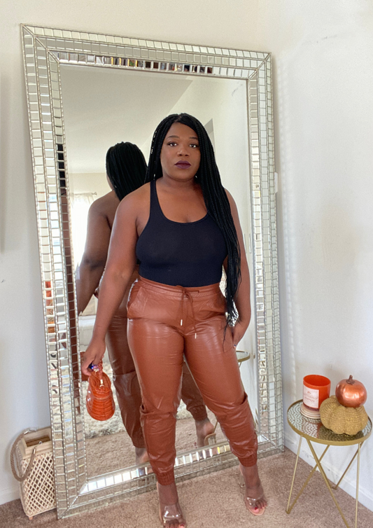 Faux Leather Jogger