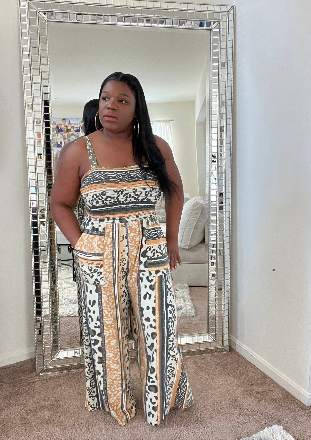 Leopard Smocked Jumpsuit