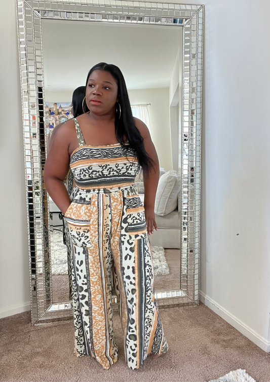 Leopard Smocked Jumpsuit