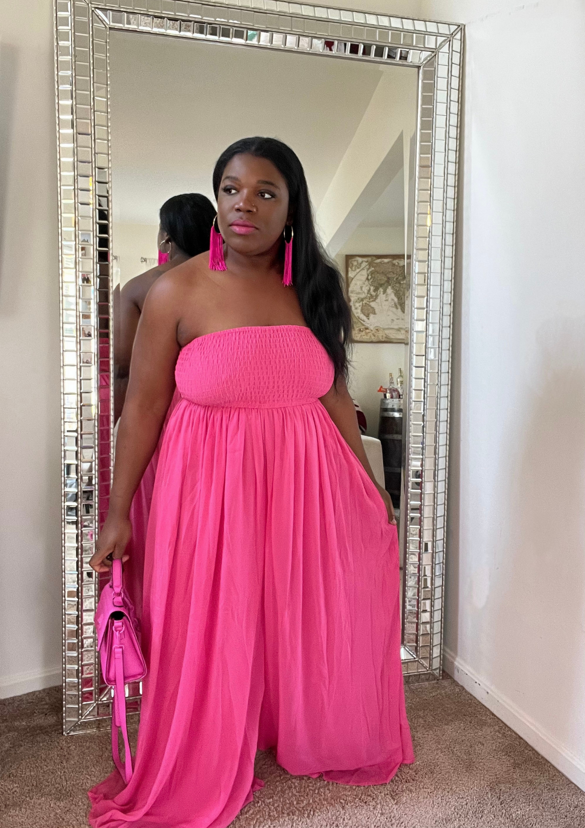 Goddess Jumpsuit-Fuchsia
