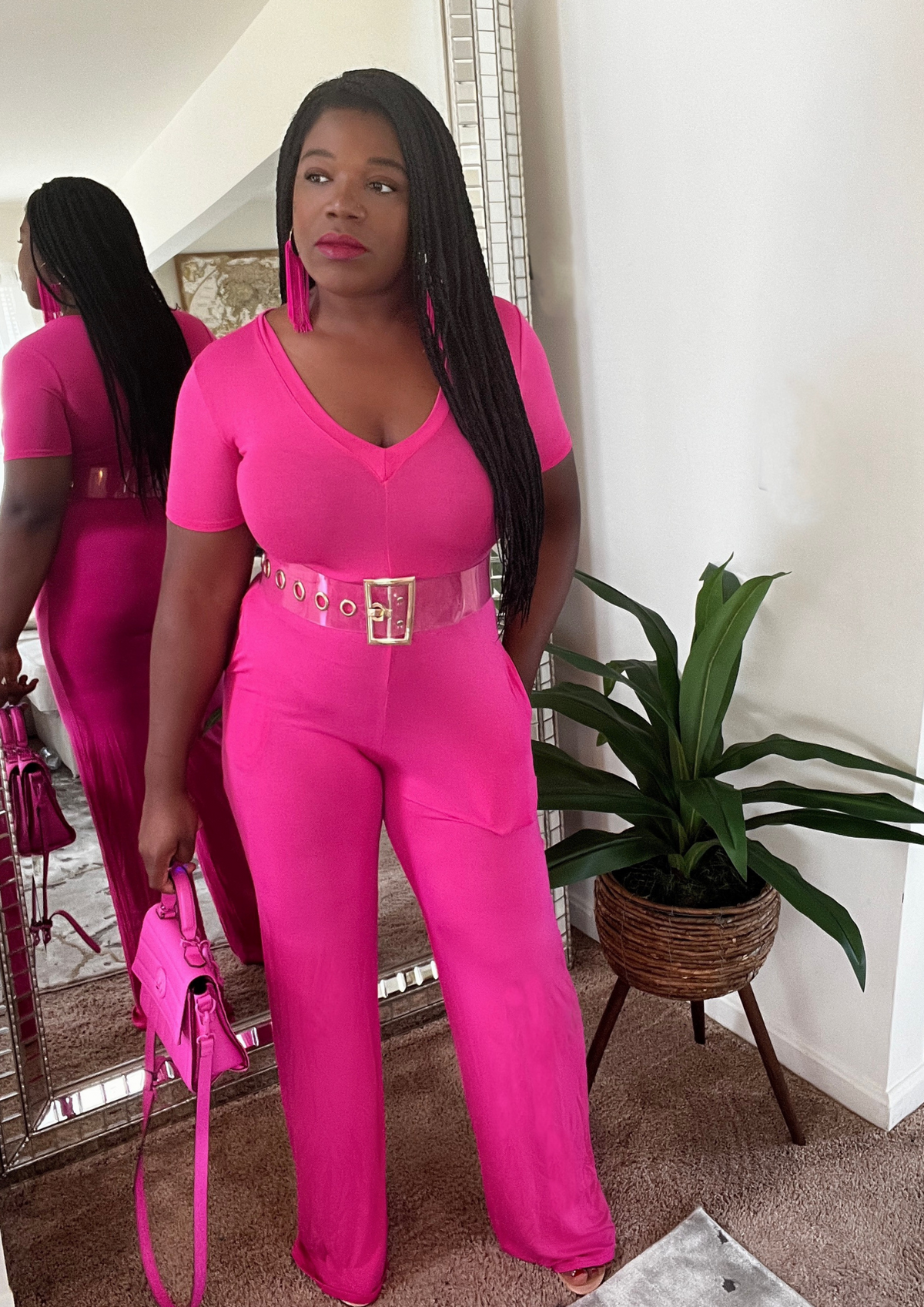 The Super Chill Jumpsuit-Hot Pink