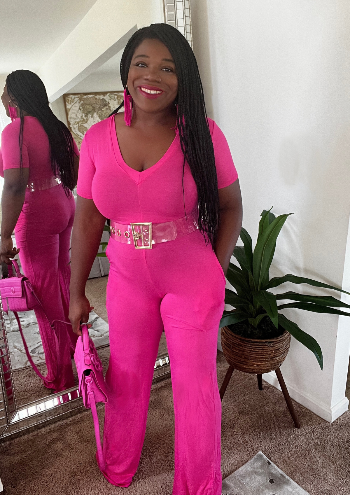 The Super Chill Jumpsuit-Hot Pink