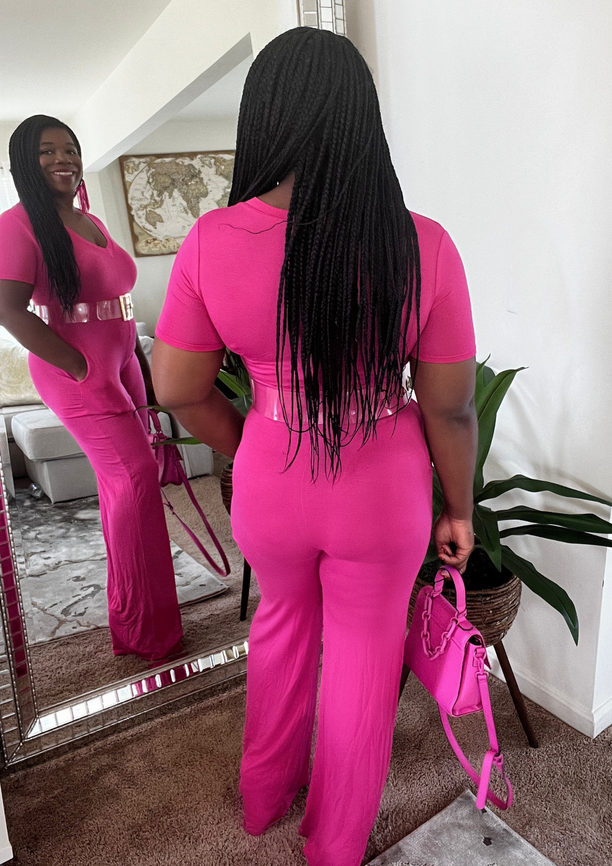 The Super Chill Jumpsuit-Hot Pink