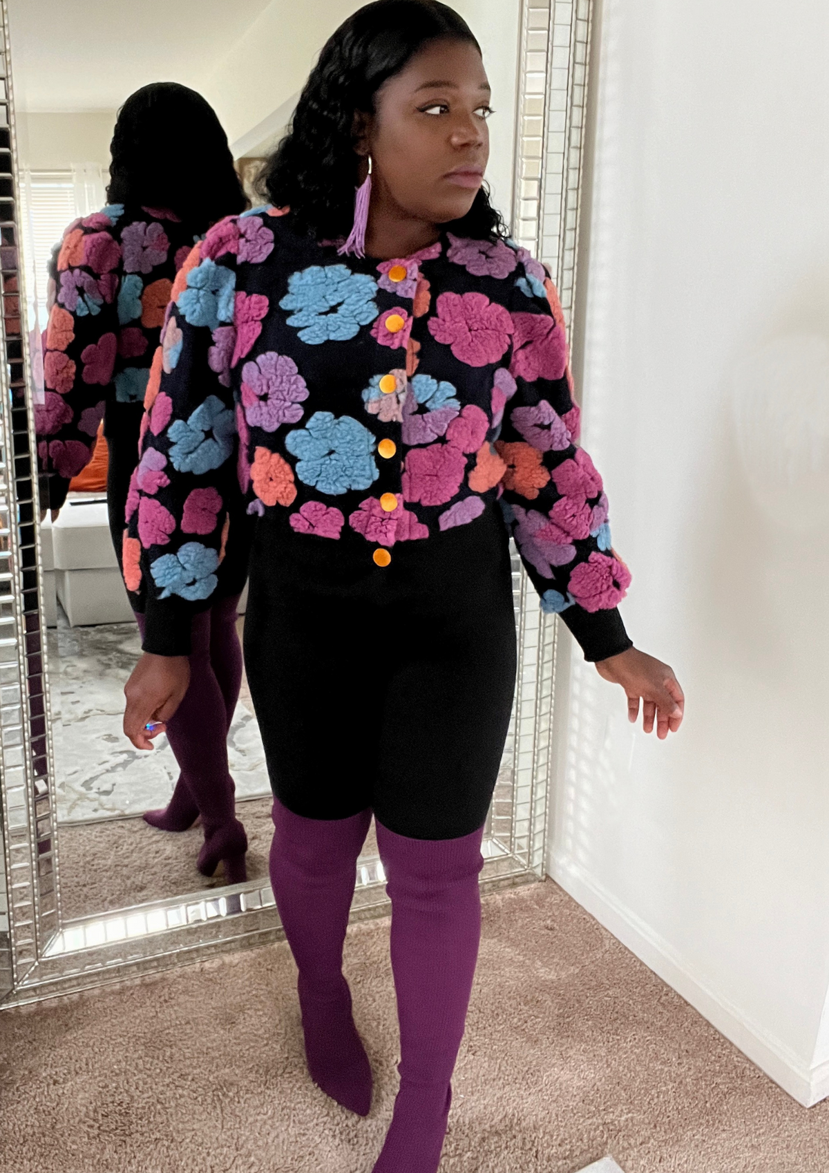 Flower Bomber Jacket- Pink