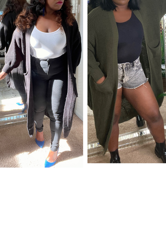 The Ultimate Oversized Cardigan-OLIVE AND BLACK