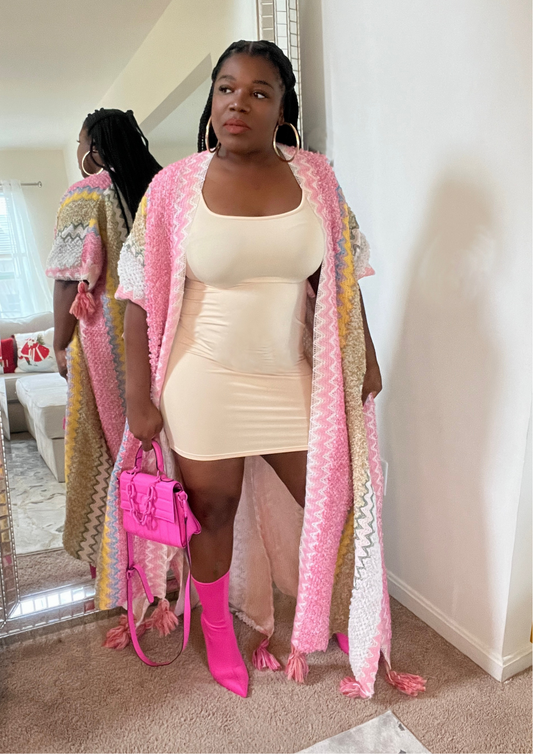 The Luxurious Oversized Cardigan-Pink