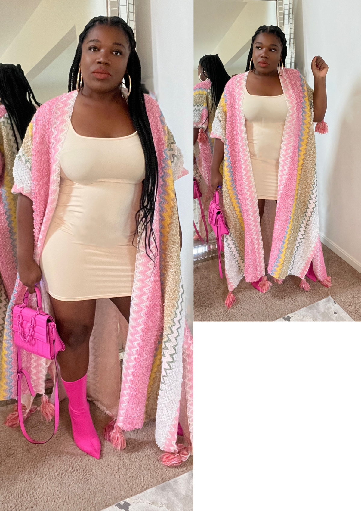 The Luxurious Oversized Cardigan-Pink