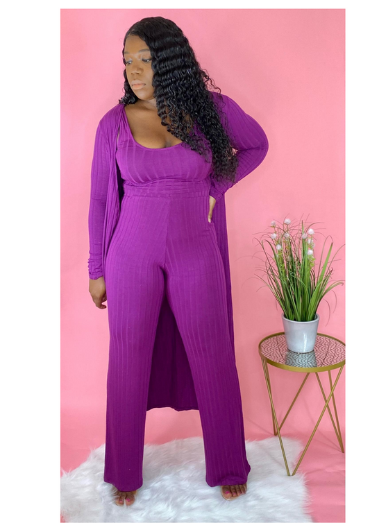 Magenta 3 piece Cardigan Set