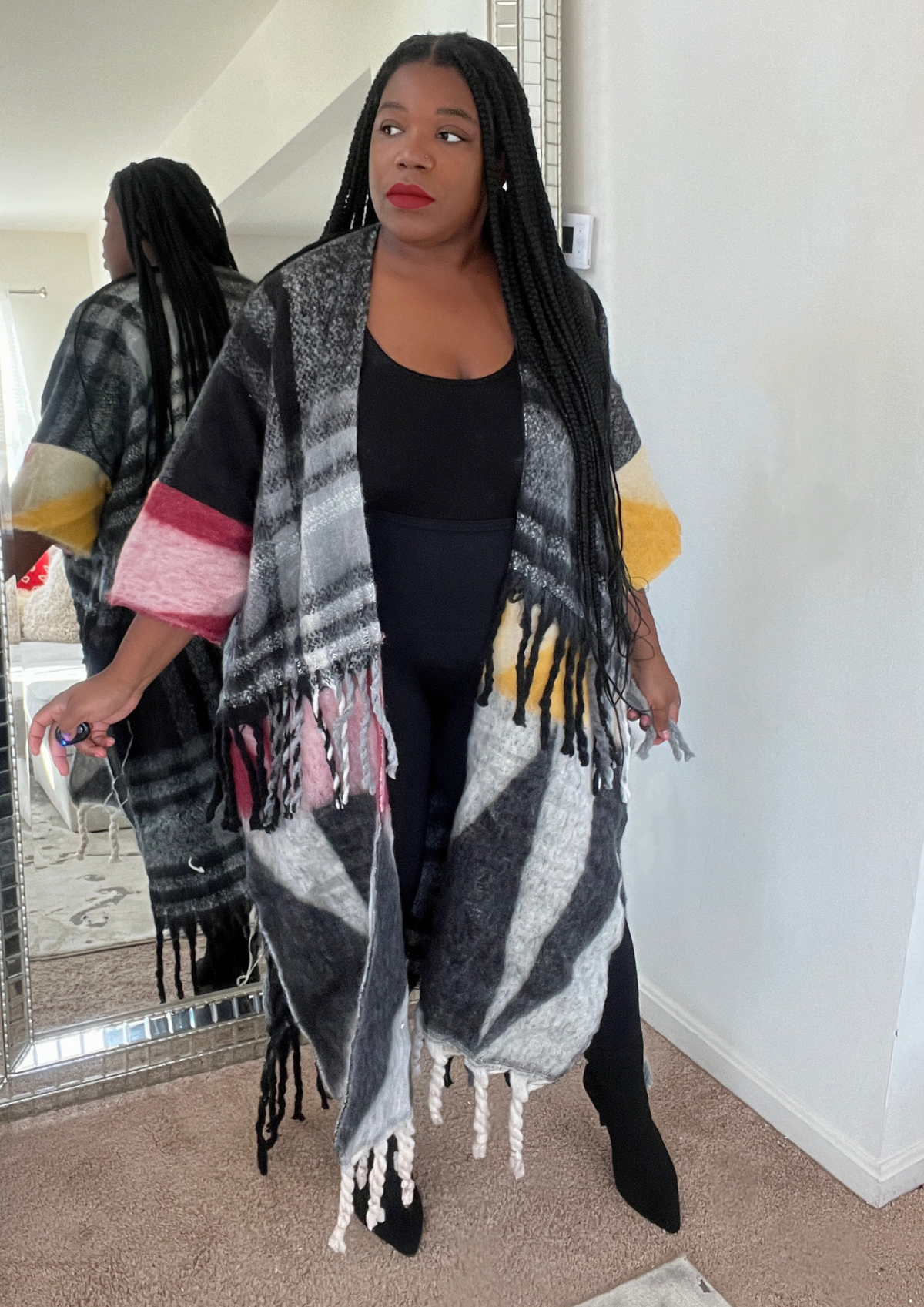 The Obsessed with Plaids Cardigan-Black