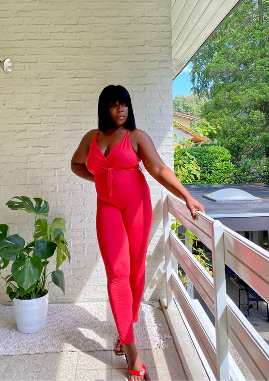 Cami Jumpsuit- Fiery Red/ Mustard